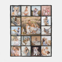 Modern 17 Photo Collage Fleece Blanket