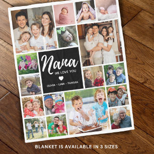 Modern 17 Photo Collage Nana We Love You White Fleece Blanket