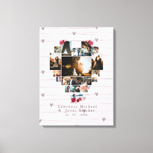 Modern 18 Heart shaped Photo Collage for her / him Canvas Print