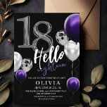 Modern 18th Birthday Black Silver Purple Balloons  Invitation<br><div class="desc">Modern black and purple with silver invitation Template is perfect for stylish birthday party. Elegant-minimalistic themed invite is full of fun and modern design elements,  elegant calligraphy and modern fonts. Birthdays are special days,  and this invite can help it make a memorable for friends.</div>