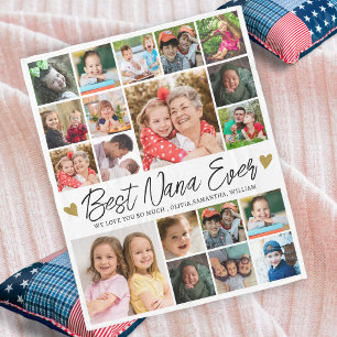 Modern 19 Photo Collage Best Nana Ever Fleece Blanket
