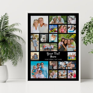 Modern 19 Photo Collage Custom Colour Personalised Poster
