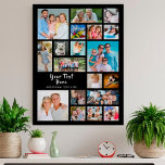 Modern 19 Photo Collage Personalized Poster<br><div class="desc">Create a modern, unique, photo collage poster, print or wall art utilizing this easy-to-upload photo collage template featuring 19 square and rectangle pictures to accommodate a variety of types of photos and personalized with your custom text. The editable text is shown in a suggested and changeable hand lettered brush calligraphy...</div>