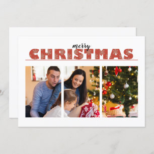 Modern 1 or 3 Photo with Merry Christmas Greeting