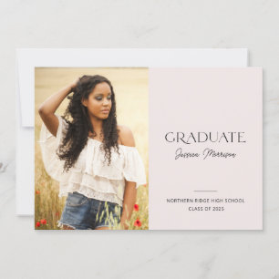 Modern 1-Photo Blush Pink 2025 Graduation Party Invitation