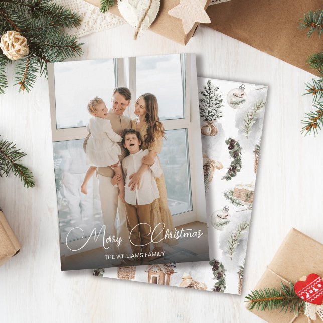 Modern 1 Photo Family Christmas Holiday Card (Creator Uploaded)