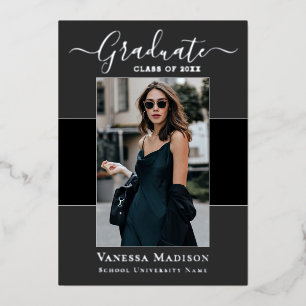 Modern   1 Photo Foil Graduation Announcement