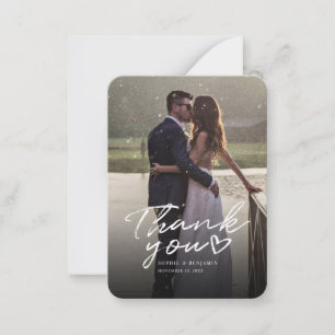 Modern 1 Photo Hand-Lettered Wedding Thank You Card