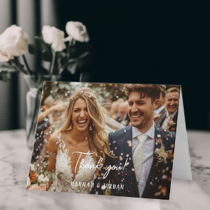 Modern, 1 photo, handwriting, wedding" Thank you "