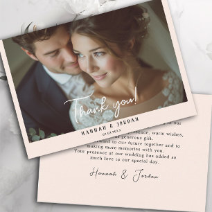 Modern, 1 photo, handwriting, wedding" Thank you " Card
