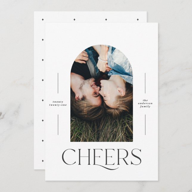 Modern 1 photo typography black + white Christmas (Front/Back)