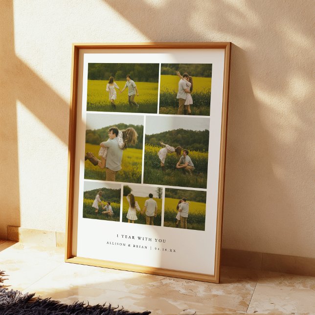 Modern 1st Anniversary Photo Collage Couple Custom Poster (Creator Uploaded)