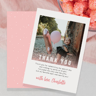 Modern 1st Birthday Kids Party Thank You Card