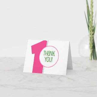 Modern 1st Birthday Thank You Notes-Pink/Green
