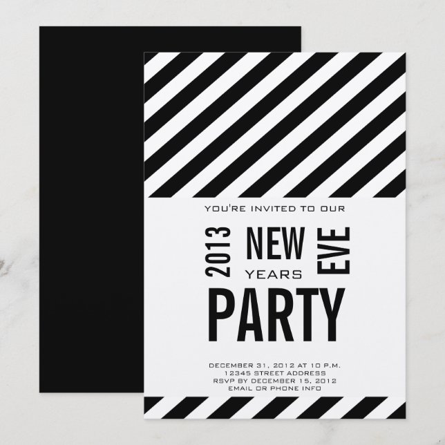 Modern 2013 New Years Party Invitation (Front/Back)