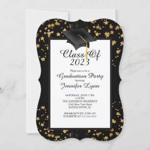 Modern 2015 Gold Star Graduation Party Invitation