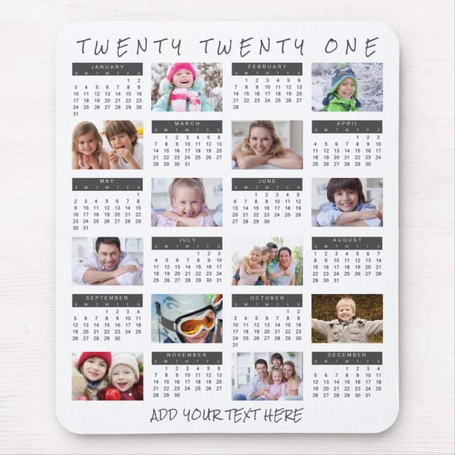 Modern 2021 Calendar Photo Collage Personalised Mouse Pad (Front)