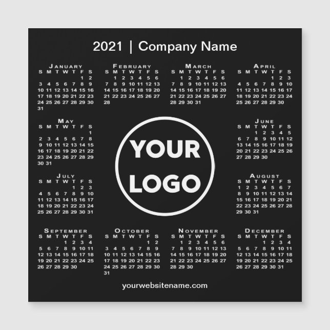 Modern 2021 Calendar with Company Logo Black (Front)