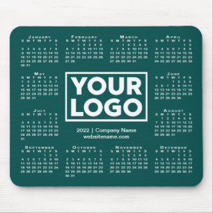 Modern 2022 Calendar Business Logo Blue-Green Mouse Pad