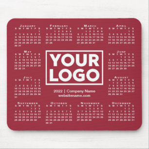 Modern 2022 Calendar Business Logo Burgundy Mouse Pad