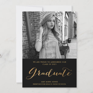 Modern 2022 Girl Graduation Photo Announcement