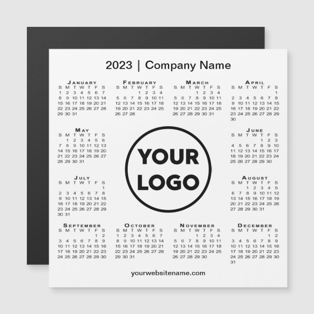 Modern 2023 Calendar Company Logo on White Magnet (Front/Back)