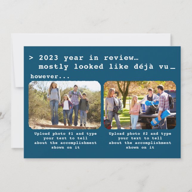 Modern 2023 Year in Review Blue Family Photo Holiday Card (Front)