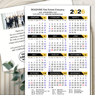 Modern 2024 Calendar Business Photo Gold Black Holiday Postcard