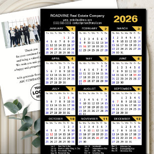 Modern 2024 Calendar Business Photo Gold Black Holiday Postcard