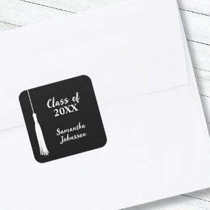 Modern 2024 Grad Tassel Personalised Graduation Square Sticker