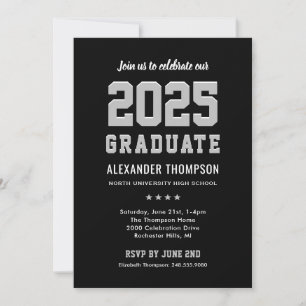 Modern 2024 Graduate Black Grey Graduation Party Invitation