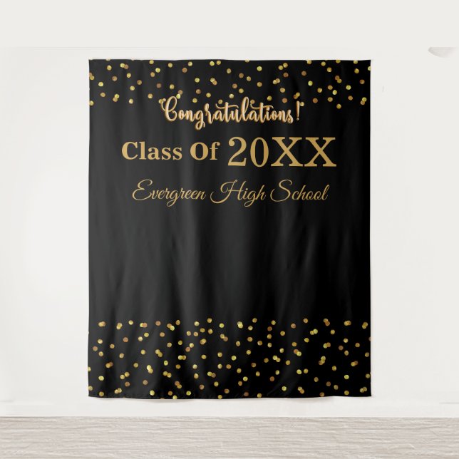Modern 2024 Graduation Photo Booth Backdrop Tapestry (Front)