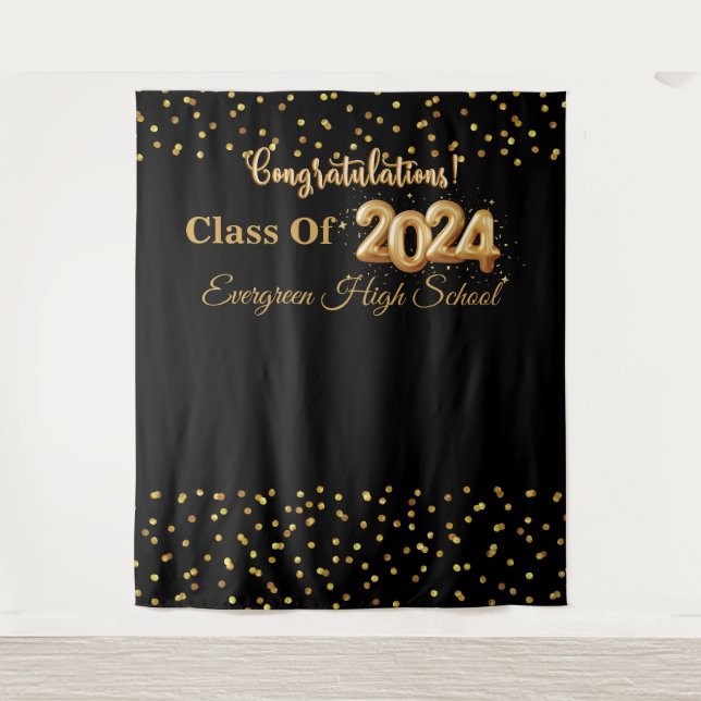Modern 2024 Graduation Photo Booth Backdrop Tapestry (Front)