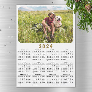 Modern 2024 Magnetic Photo Calendar Black White
