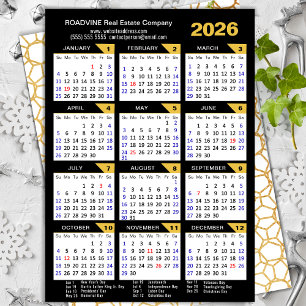Modern 2025 Calendar Business Gold Black Corporate Holiday Card