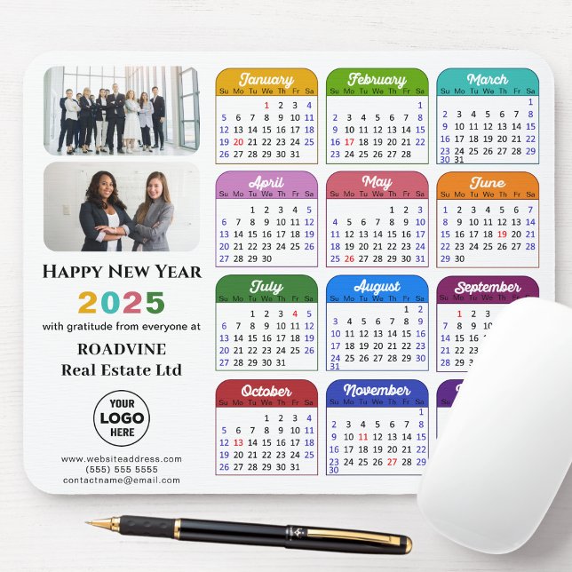 Modern 2025 Calendar Business Photo Logo Colourful Mouse Pad (Creator Uploaded)