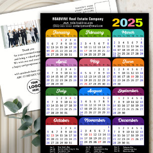 Modern 2025 Calendar Corporate Photo Logo Colourfu Holiday Postcard