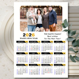 Modern 2025 Calendar Photo Black Gold Magnetic