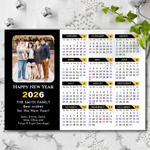 Modern 2025 Calendar Photo Black Gold Magnetic