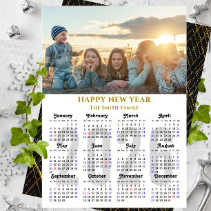 Modern 2025 Calendar Photo Gold Script Minimalist Holiday Card