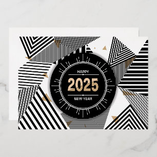 Modern 2025 Geometric Pattern Foil Holiday Card