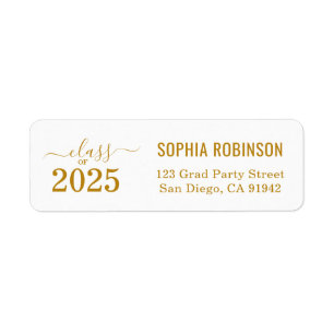 Modern 2025 Gold Script Typography Graduation Return Address Label