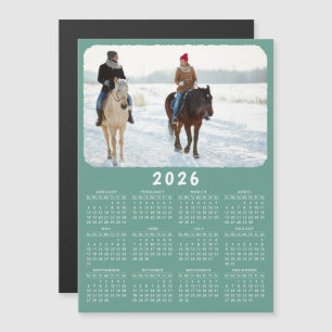 Modern 2025 Magnetic Photo Calendar Teal Green
