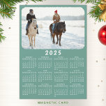 Modern 2025 Magnetic Photo Calendar Teal Green<br><div class="desc">This modern minimalist style 2025 magnetic calendar is easy to customise with a personal photo to create a unique keepsake for loved ones. Click the "Personalise" button and change the photo to get the result with the same stylish frame-look edges around the picture. This design in teal green and white...</div>