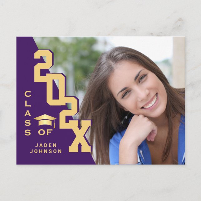 Modern 2025 PHOTO Grad Graduation Party Invitation Postcard (Front)