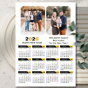 Modern 2026 Calendar 2 Photo Black Gold Magnetic