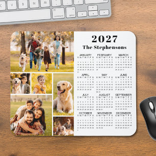 Modern 2026 Calendar 6 Photo Collage Personalised Mouse Pad