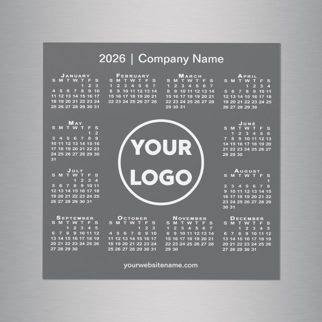 Modern 2026 Calendar Company Logo Dark Grey Magnet (Modern 2026 Calendar Company Logo Dark Gray Magnet, in situ)