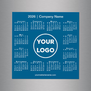 Modern 2026 Calendar Company Logo on Blue Magnet