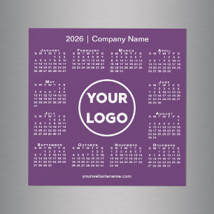 Modern 2026 Calendar Company Logo on Purple Magnet